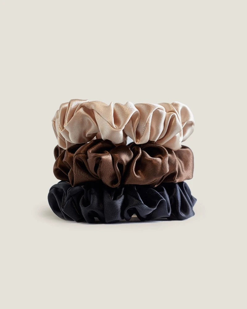 22 Momme 3.5 CM Midi Silk Hair Loop Scrunchy 3PCS Set
