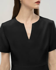 40 Momme Silk A Line Short Sleeve Dress