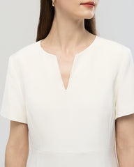 40 Momme Silk A Line Short Sleeve Dress