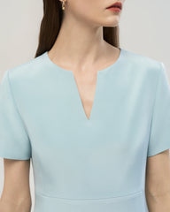 40 Momme Silk A Line Short Sleeve Dress
