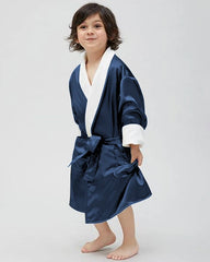 Kid's Silk and Velvet Reversible Robe for Winter