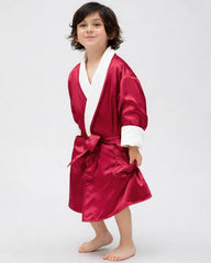 Kid's Silk and Velvet Reversible Robe for Winter