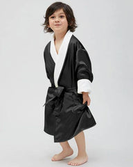 Kid's Silk and Velvet Reversible Robe for Winter