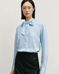 Silk Bow Tie Long Sleeve Blouse
