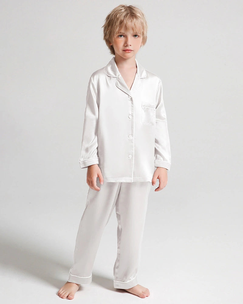 Boys Long Sleeve Silk Pajamas Set