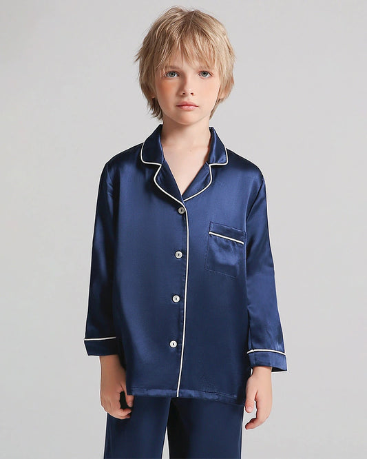Boys Long Sleeve Silk Pajamas Set