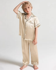 Boys Short Sleeve Silk Pajamas Set