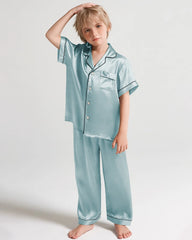 Boys Short Sleeve Silk Pajamas Set