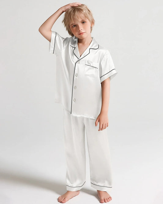 Boys Short Sleeve Silk Pajamas Set