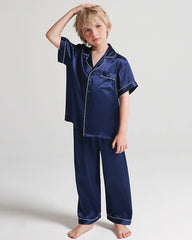 Boys Short Sleeve Silk Pajamas Set