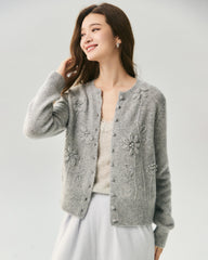 Cashmere Silk 3D Floral Cardigan