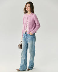 Cashmere Silk 3D Floral Cardigan