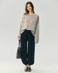 Cashmere Silk Relaxed Crew Neck Sweater