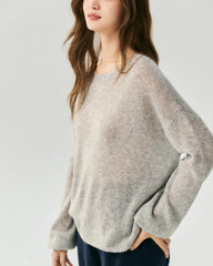 Cashmere Silk Relaxed Crew Neck Sweater