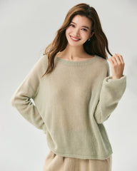 Cashmere Silk Relaxed Crew Neck Sweater