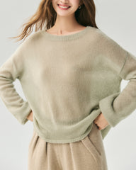 Cashmere Silk Relaxed Crew Neck Sweater