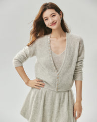 Cashmere Silk V-Neck Cardigan & Camisole