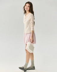 Cashmere Silk 3D Floral Cutout Cardigan
