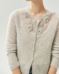 Cashmere Silk 3D Floral Cutout Cardigan