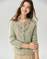 Cashmere Silk 3D Floral Cutout Cardigan