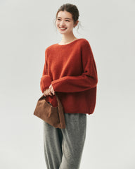 Cashmere Silk Boat Neck Drop Shoulder Sweater