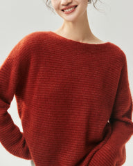 Cashmere Silk Boat Neck Drop Shoulder Sweater