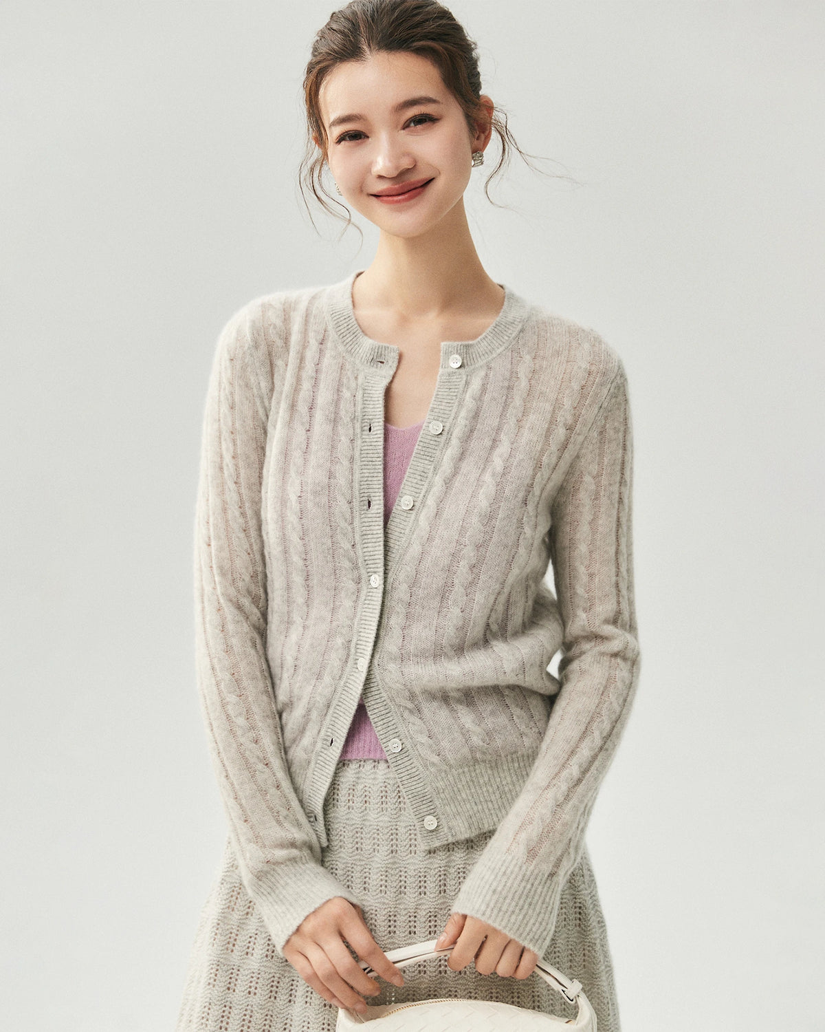 Cashmere Silk Cable Knit Cardigan