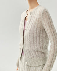 Cashmere Silk Cable Knit Cardigan
