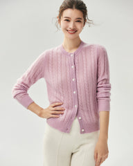 Cashmere Silk Cable Knit Cardigan