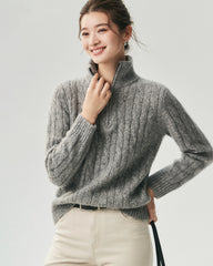 Cashmere Silk Cable Knit Half Zip Sweater