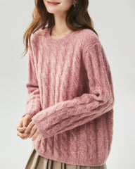 Cashmere Silk Chunky Cable Knit Sweater