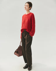 Cashmere Silk Chunky Cable Knit Sweater