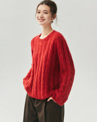 Cashmere Silk Chunky Cable Knit Sweater