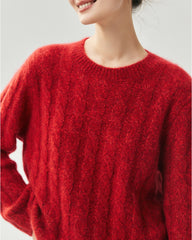 Cashmere Silk Chunky Cable Knit Sweater