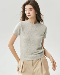 Cashmere Silk Crew Neck Knit Top and Cardigan