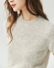 Cashmere Silk Crew Neck Knit Top and Cardigan
