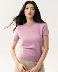 Cashmere Silk Crew Neck Knit Top and Cardigan