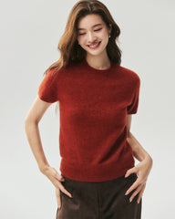 Cashmere Silk Crew Neck Knit Top and Cardigan