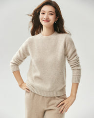 Cashmere Silk Crew Neck Marled Sweater