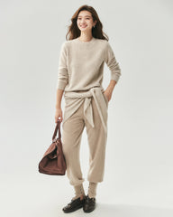 Cashmere Silk Crew Neck Marled Sweater