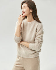 Cashmere Silk Crew Neck Marled Sweater