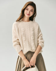 Cashmere Silk Embroidered Crochet Sweater