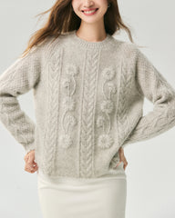 Cashmere Silk Embroidered Crochet Sweater