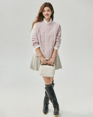 Cashmere Silk Embroidered Crochet Sweater