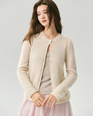 Cashmere Silk Heart Button Pocket Cardigan