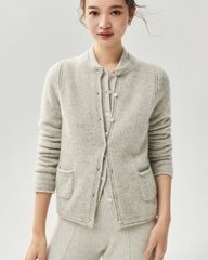 Cashmere Silk Heart Button Pocket Cardigan