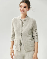 Cashmere Silk Heart Button Pocket Cardigan