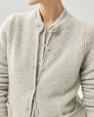 Cashmere Silk Heart Button Pocket Cardigan