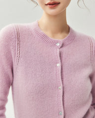 Cashmere Silk Heart Button Pocket Cardigan