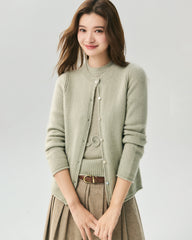Cashmere Silk Heart Button Pocket Cardigan